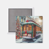Weihnachts-Streetcar im Schnee Magnet (Vorderseite/Rückseite)