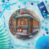 Weihnachts-Streetcar im Schnee Pappteller (Party)