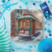 Weihnachts-Streetcar im Schnee Pappteller (Party)