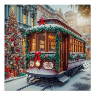 Weihnachts-Streetcar im Schnee Poster