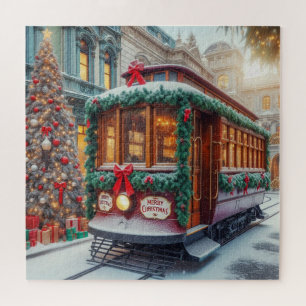 Weihnachts-Streetcar im Schnee Puzzle