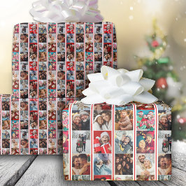Weihnachts-Streifen Foto Collage Urlaub Geschenkpapier