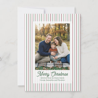 Weihnachts-Streifen mit grünem Text Familienfoto Feiertagskarte