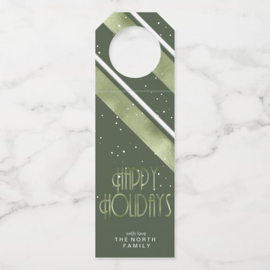 Weihnachts-Streifen Muster grün/weiß ID862 Flaschenanhänger (Vorderseite)