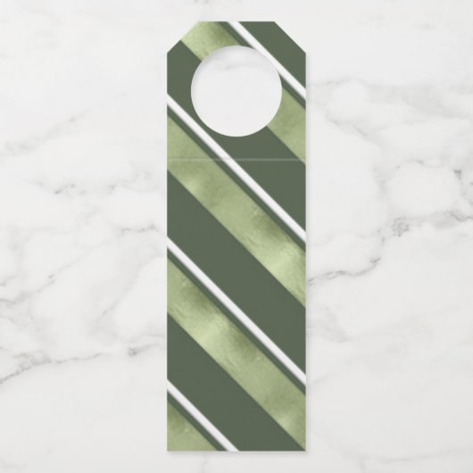 Weihnachts-Streifen Muster grün/weiß ID862 Flaschenanhänger (Rückseite)