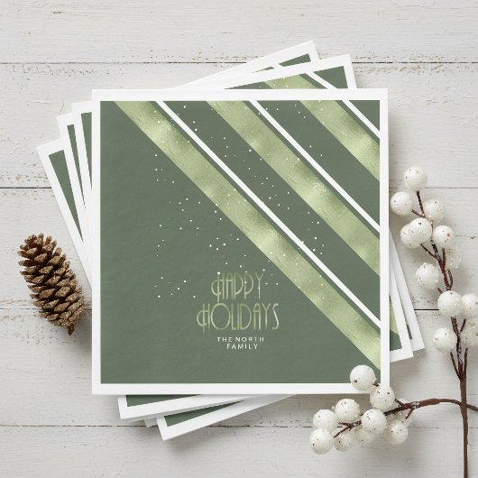 Weihnachts-Streifen Muster grün/weiß ID862 Serviette
