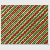 Weihnachts-Streifen Muster Red Green Gold Geschenkpapier (Flach)