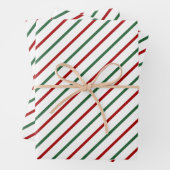 Weihnachts Streifen Muster Rot Grün Weiß Geschenkpapier Set (Beispiel)