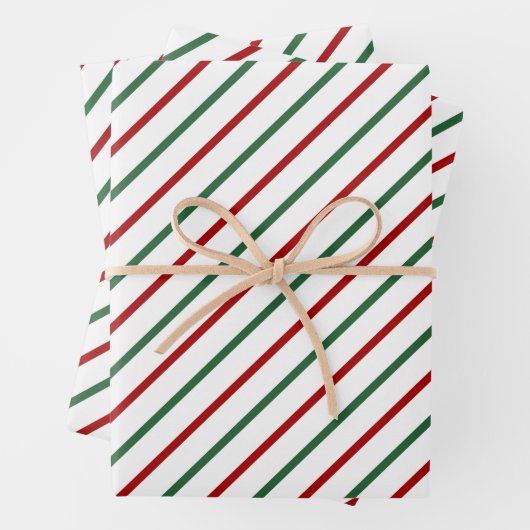 Weihnachts Streifen Muster Rot Grün Weiß Geschenkpapier Set (Beispiel)