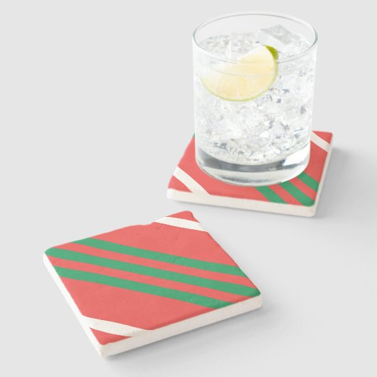 Weihnachts-Streifen-Untersetzer Steinuntersetzer (Seitenansicht)