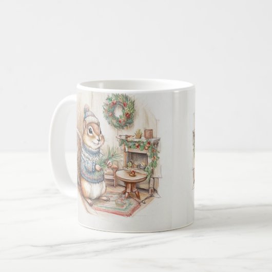 Weihnachts-Streifenhörnchen im Pullover  Kaffeetasse (Vorderseite Links)