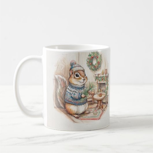 Weihnachts-Streifenhörnchen im Pullover Kaffeetasse (Links)