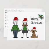 Weihnachts-Strichmännchen Feiertagspostkarte (Vorne/Hinten)