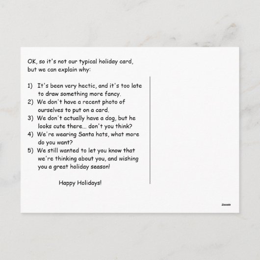 Weihnachts-Strichmännchen Feiertagspostkarte (Rückseite)