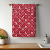 Weihnachts-Strick Elche Tree Roter Winter Urlaub Geschirrtuch