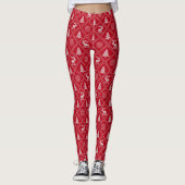 Weihnachts-Strick Elche Tree Roter Winter Urlaub Leggings (Vorderseite)