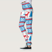Weihnachts-Strick Grafik - Schneeflocken & Rentier Leggings (Links)