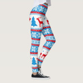 Weihnachts-Strick Grafik - Schneeflocken & Rentier Leggings (Rechts)