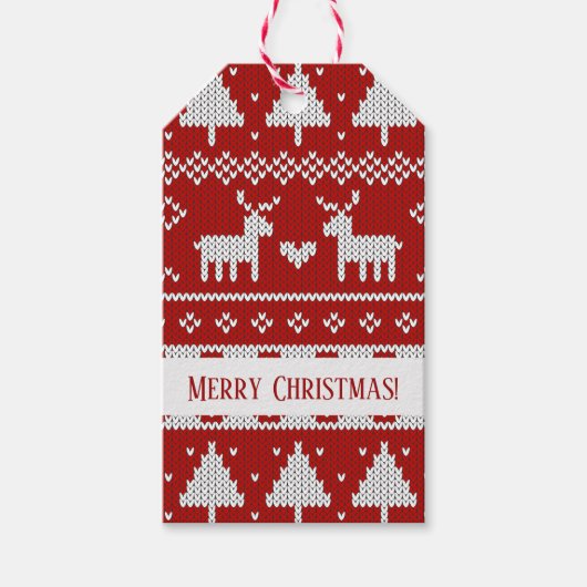 Weihnachts-Strickhirsch-Pullover-Geschenkanhänger Geschenkanhänger (Vorderseite)