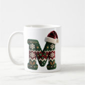 Weihnachts-Strickpullover-Buchstabe N Santa-Hut Kaffeetasse (Links)