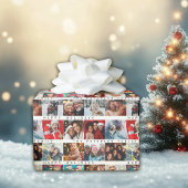 Weihnachts Strip Foto Name Collage Holiday Geschenkpapier