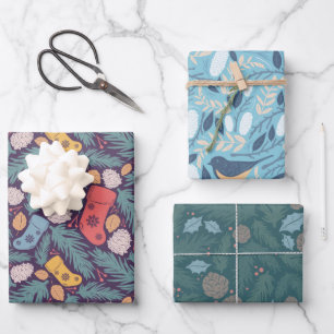 Weihnachts-Strumpf Bird Pinecone Geschenkpapier Set