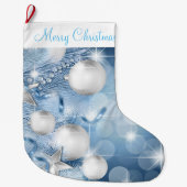 Weihnachts-Strumpf/Blaue Ornamente Großer Weihnachtsstrumpf (Vorderseite)