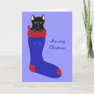 Weihnachts-Strumpf Cat, Meowy Weihnachtskarten Feiertagskarte