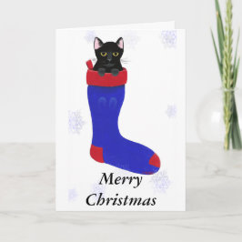 Weihnachts-Strumpf Cat Snowflakes Grußkarten Feiertagskarte