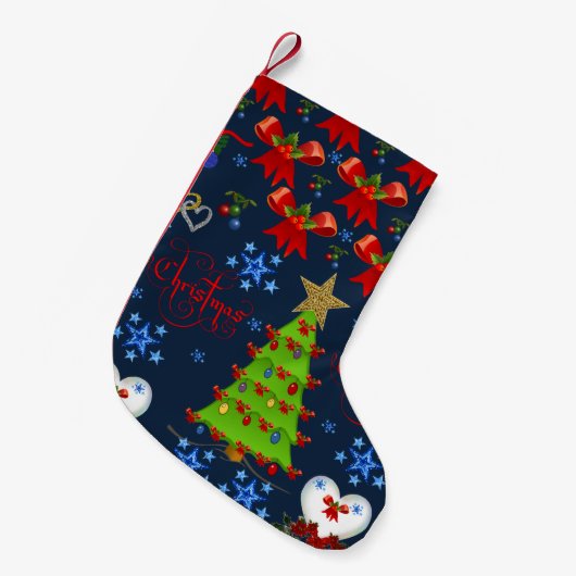 Weihnachts-Strumpf dunkelblau Kleiner Weihnachtsstrumpf (Vorderansicht (hängend))