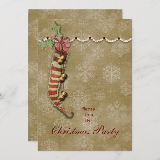 Weihnachts-Strumpf Einladung (Vorne/Hinten)