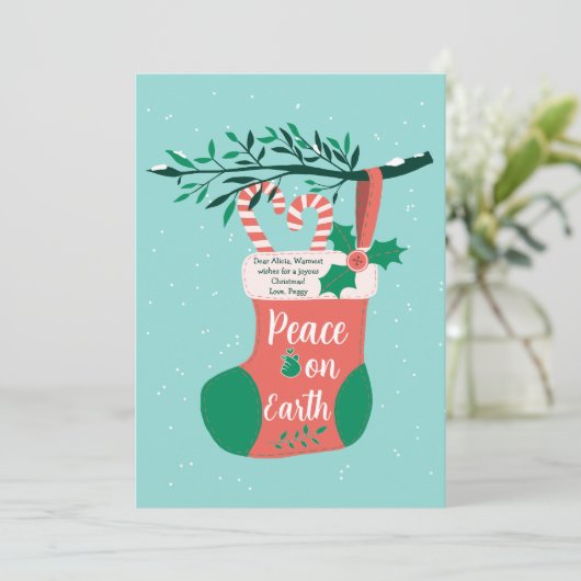 Weihnachts-Strumpf Feiertagskarte (Stehend Vorderseite)