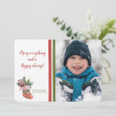 Weihnachts-Strumpf-Foto Feiertagskarte (Stehend Vorderseite)