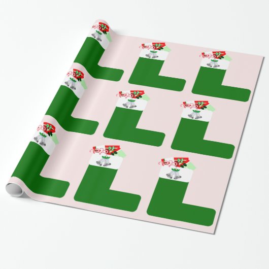 Weihnachts-Strumpf Geschenkpapier (Ungerollt)