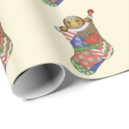 Weihnachts-Strumpf Geschenkpapier (Rolleneckpunkt)