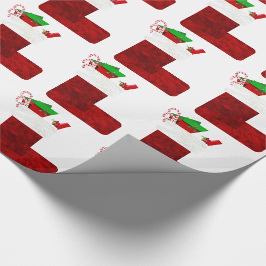 Weihnachts-Strumpf Geschenkpapier (Ecke)