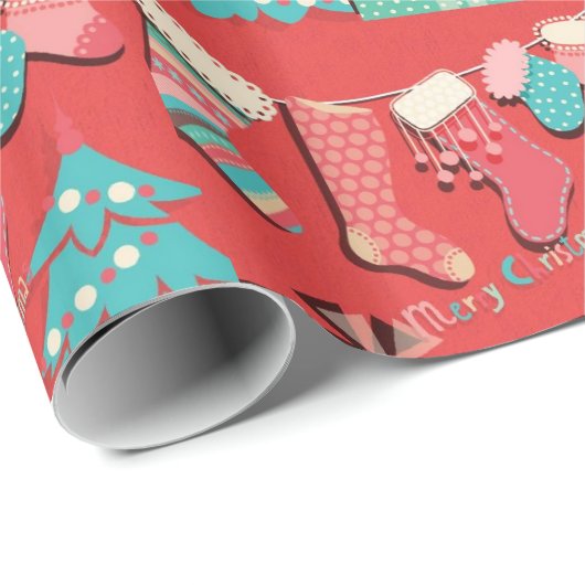Weihnachts-Strumpf Geschenkpapier (Rolleneckpunkt)