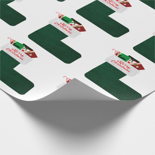 Weihnachts-Strumpf Geschenkpapier (Ecke)