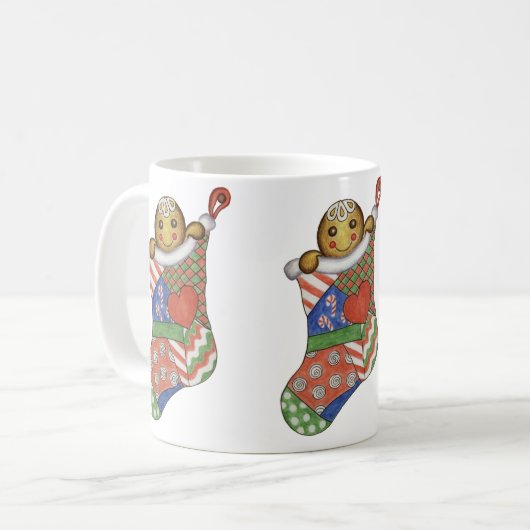 Weihnachts-Strumpf Gingerbrett Kaffeezubereitung T Kaffeetasse (Vorderseite Links)