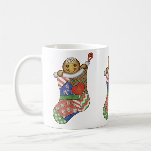 Weihnachts-Strumpf Gingerbrett Kaffeezubereitung T Kaffeetasse (Links)
