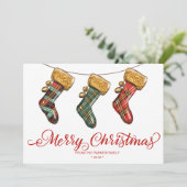 Weihnachts-Strumpf-Grußkarte (Stehend Vorderseite)