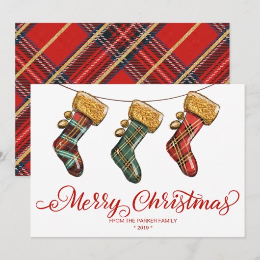 Weihnachts-Strumpf-Grußkarte (Vorne/Hinten)