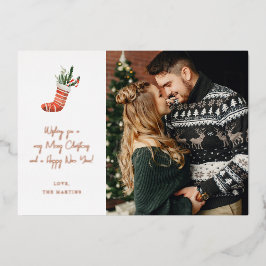 Weihnachts-Strumpf Hinweis Foto Weihnachten Folieneinladung