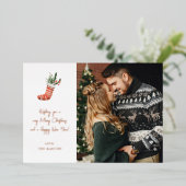 Weihnachts-Strumpf Hinweis Foto Weihnachten Folieneinladung (Stehend vorne)