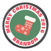 Weihnachts-Strumpf Hockey Puck (Vorderseite)