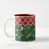 Weihnachts-Strumpf im Candy Cane Strip Coffee Cup Zweifarbige Tasse (Links)