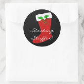Weihnachts-Strumpf individuell anpassbar Runder Aufkleber (Tasche)