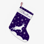 Weihnachts-Strumpf Jumping Rentier Snow Night Sta Kleiner Weihnachtsstrumpf (Vorderansicht (hängend))