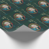 Weihnachts-Strumpf Kind, Schneeflocken Grün Geschenkpapier (Ecke)