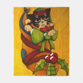 Weihnachts-Strumpf Kitty Cat v1 Fleecedecke (Vorderseite)